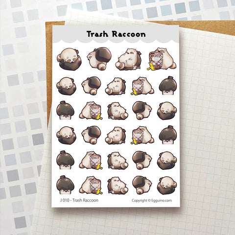 Sticker Sheet: J010 Trash Raccoon