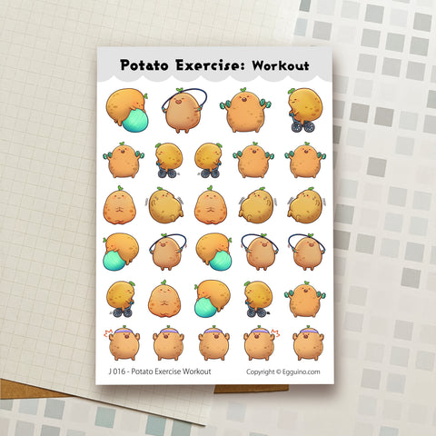 Sticker Sheet: J016 Potato Exercise Workout