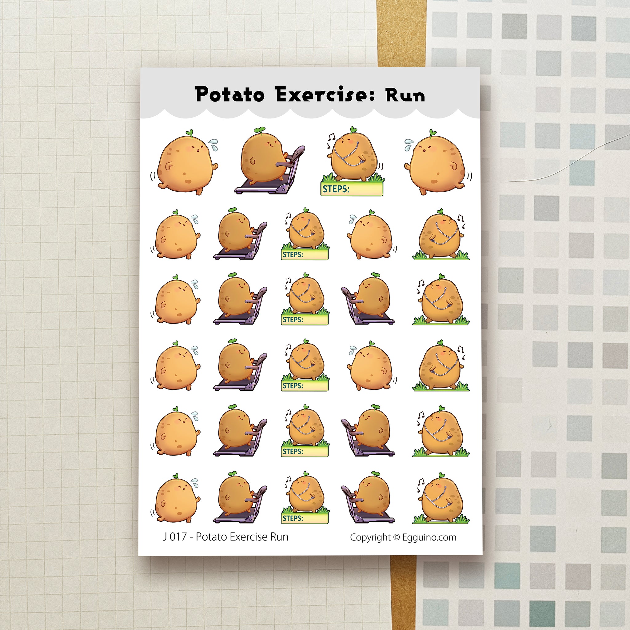 Sticker Sheet: J017 Potato Exercise Run