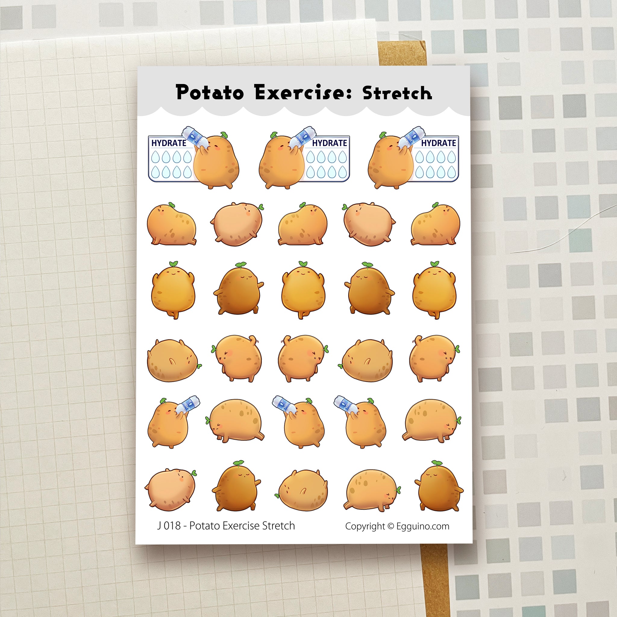 Sticker Sheet: J018 Potato Exercise Stretch