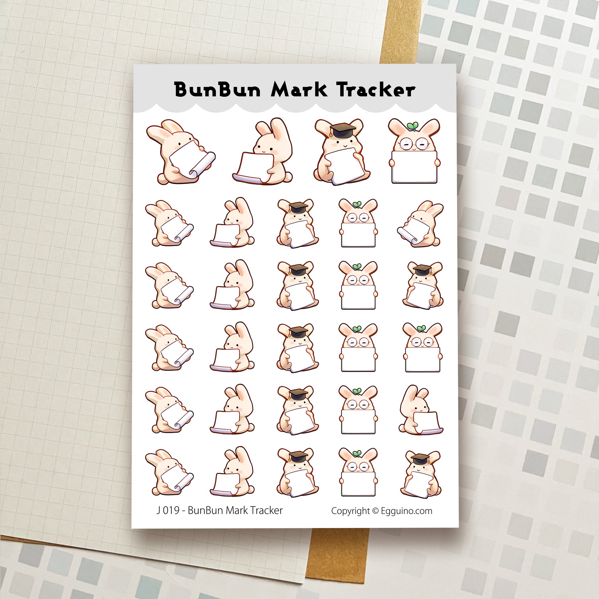 Sticker Sheet: J019 Bun Mark Tracker