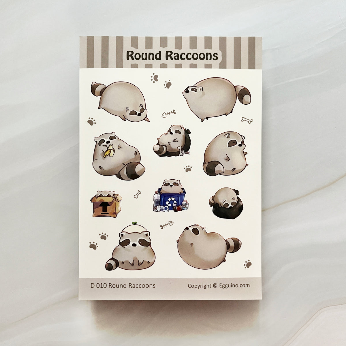 【Sticker Sheet】Round Raccoons – EGGUINO