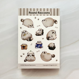 【Sticker Sheet】Round Raccoons