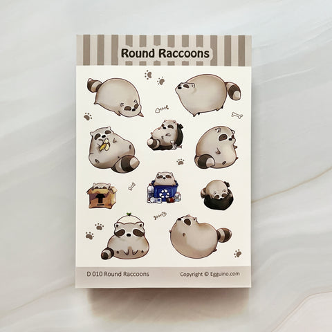 【Sticker Sheet】Round Raccoons